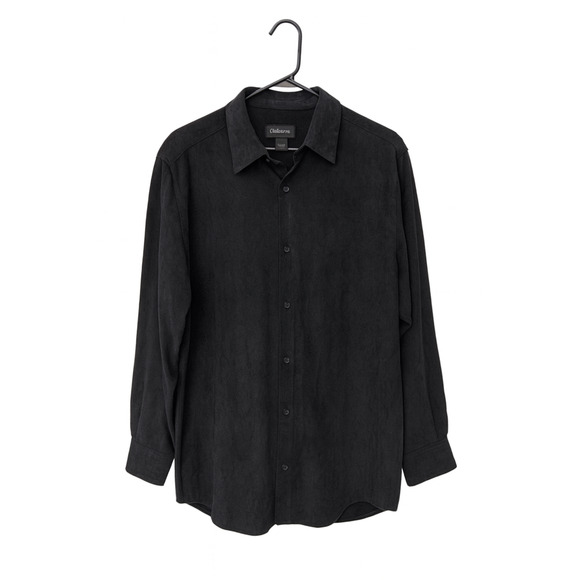 Claiborne Faux Suede Shirt Jacket Black Button Up Size Large - Picture 1 of 7